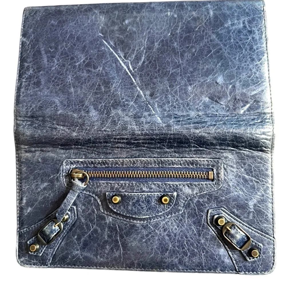 BALENCIAGA Moto Le City Giant Blue 
Lambskin Leather Handbag &  Wallet - Picture 8 of 17